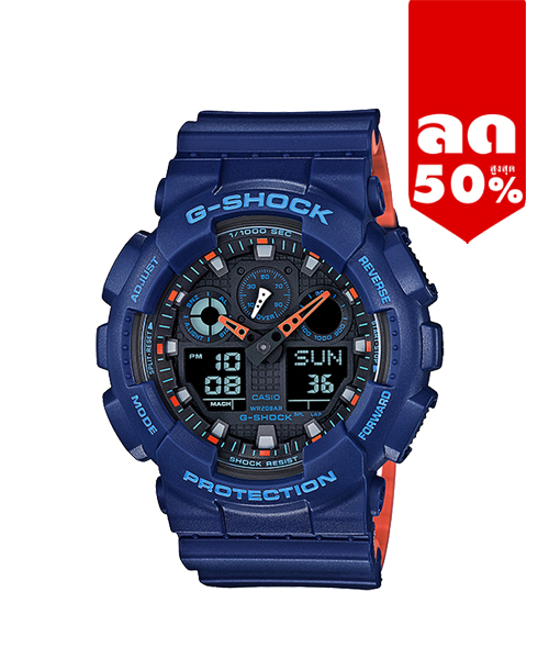 CASIO G-SHOCK นาฬิกาข้อมือ นาฬิกากันน้ำ นาฬิกาของแท้ ประกันศูนย์ CMG 1 ปี รุ่น GA-100L-2A นาฬิกาสีน้้ำเงิน