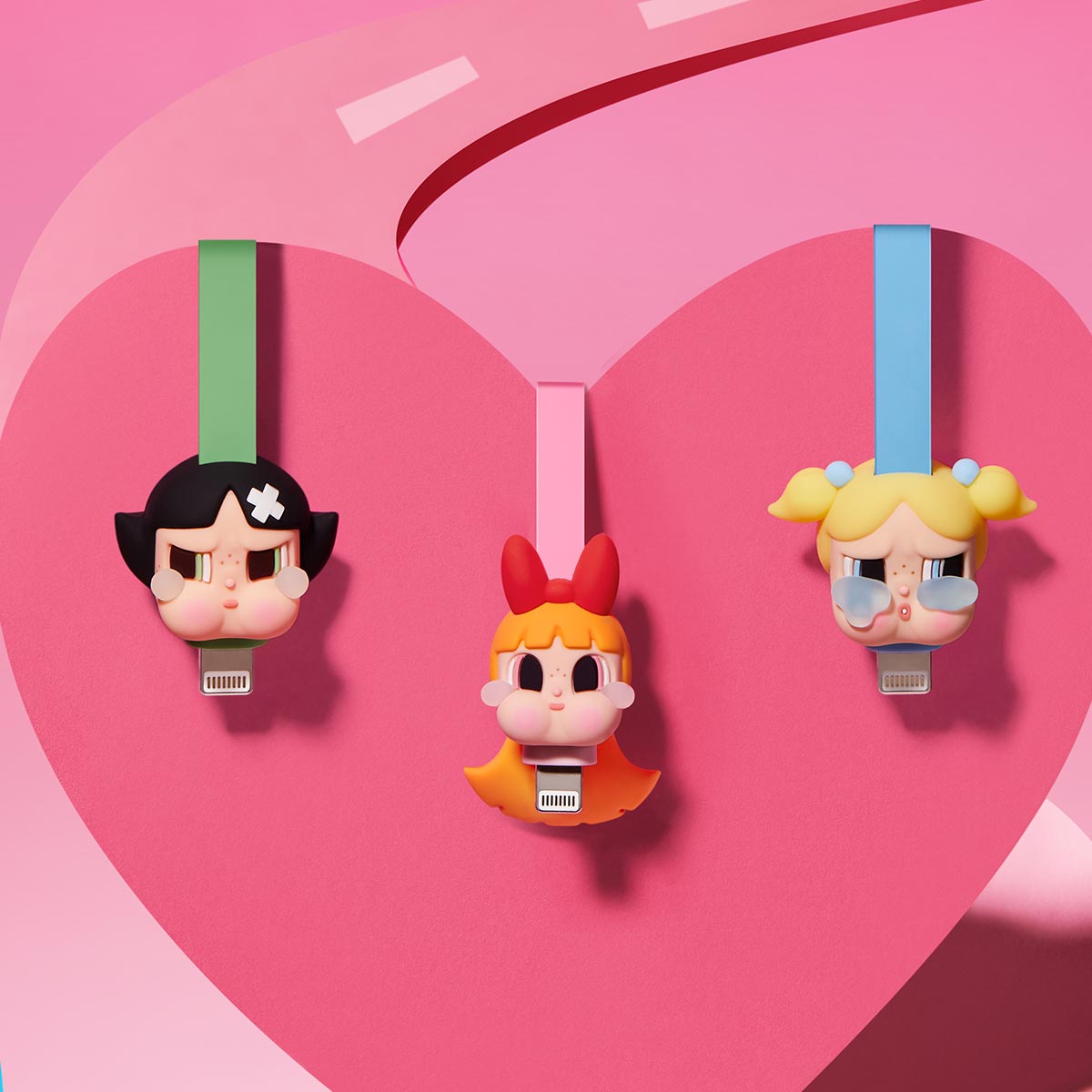 POPMART กล่องสุ่มสายชาร์จCRYBABY × Powerpuff Girls Series lightning (iphone)