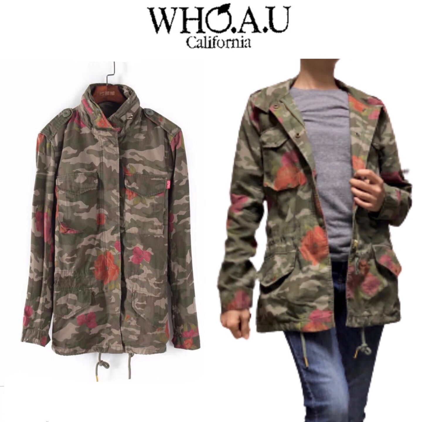 Who.au เสื้อนอกทหาร เสื้อแจ็คเก็ต ลายพรางFlora camo แนวทหาร แพทเทินสวย เท่ห์ มาก แบรนด์Who.Au คะ สำเนา สำเนา สำเนา สำเนา สำเนา เขียว