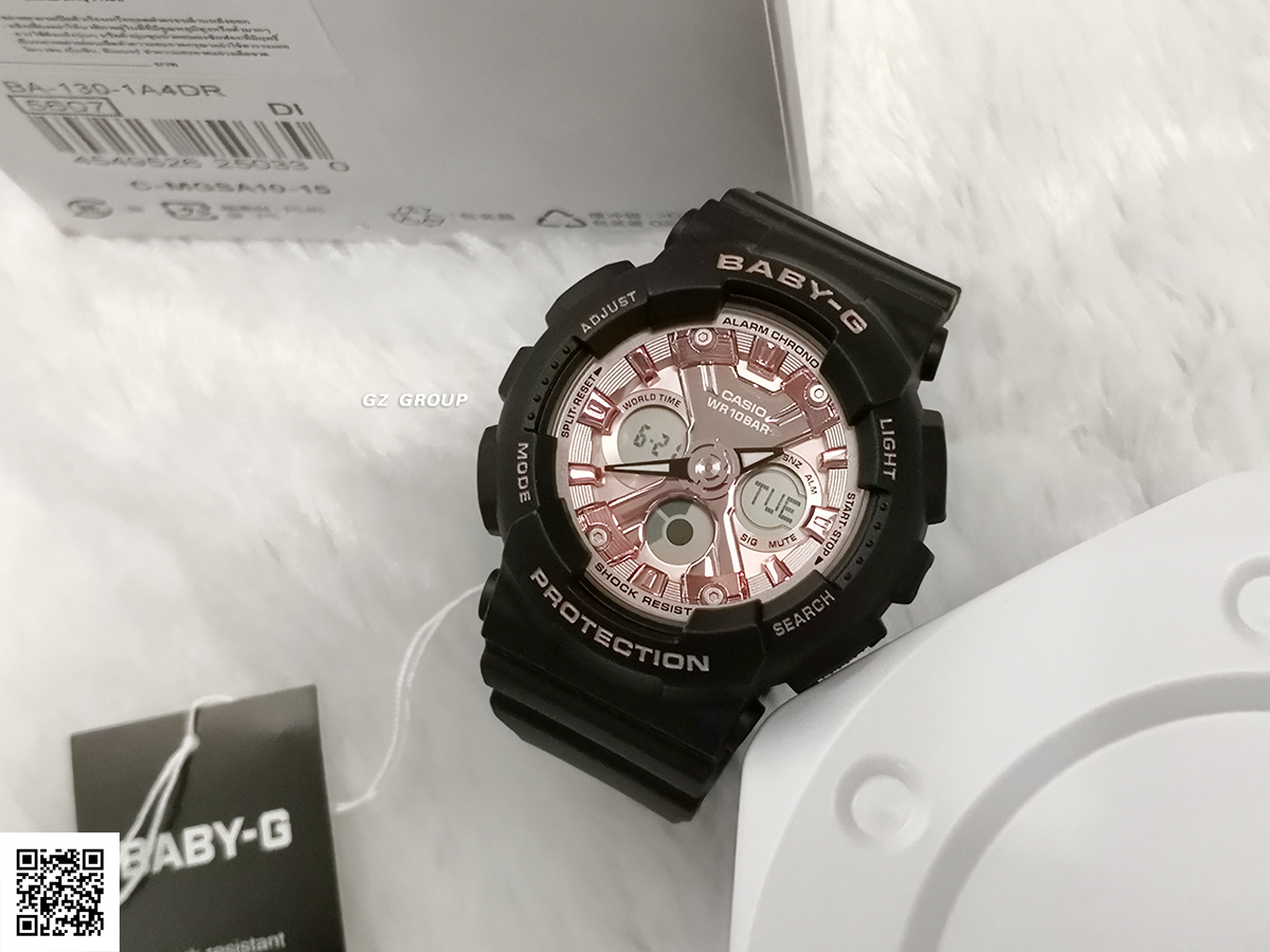 CASIO BABY-G นาฬิกาข้อมือ นาฬิกากันน้ำ นาฬิกาของแท้ ประกันศูนย์ CMG 1 ปี รุ่น BA-130-1A4 นาฬิกาสีดำ