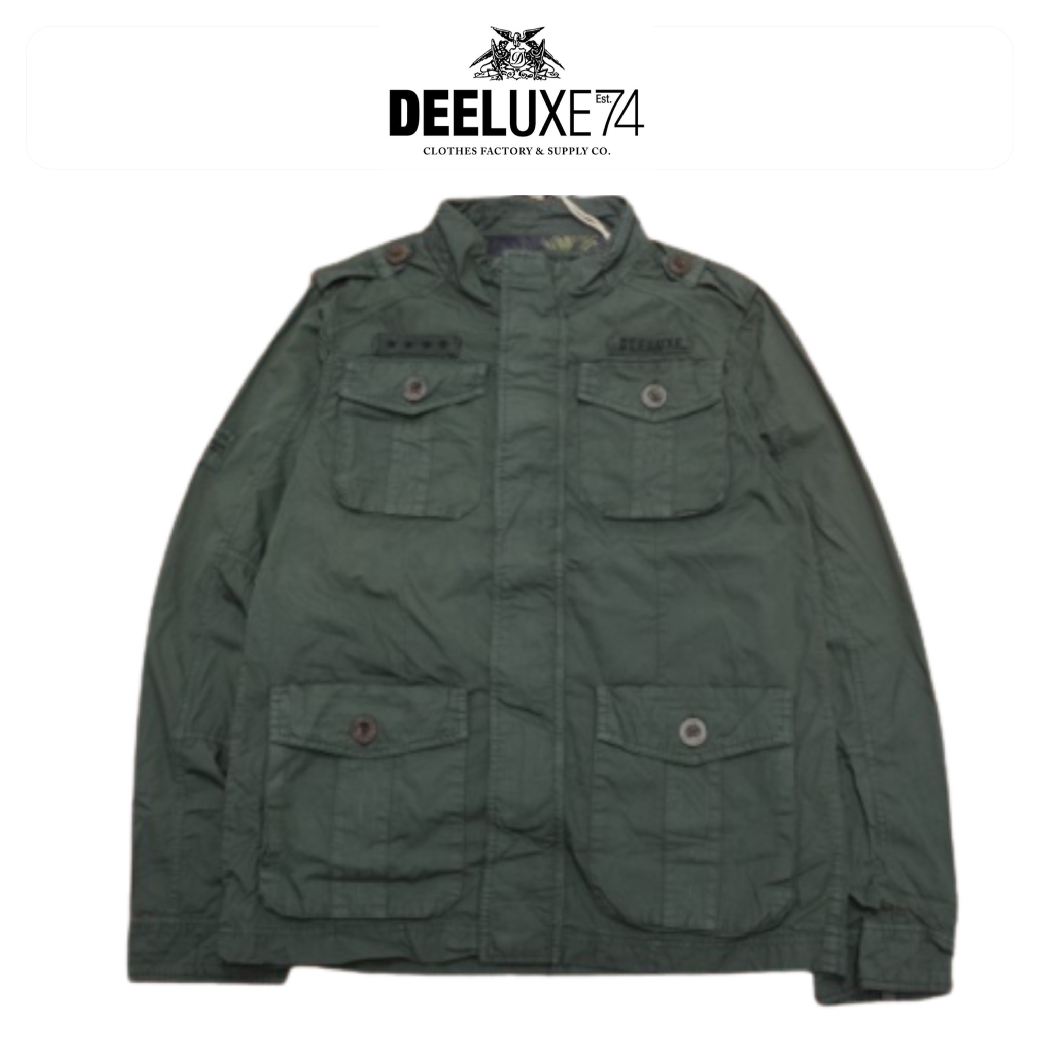 เสื้อทหาร เสื้อ เสื้อนอกแนวทหาร แพทเทินสวย เท่ห์มาก แบรน DEELUXE 1974 เขียว