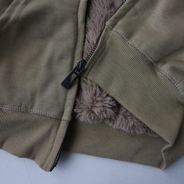 ICON APPAREL เสื้อวอร์ม ฮู้ดกันหนาว สีกากี แต่งซับขนอุ่นด้านใน แบรนด์ ICON APPAREL กากี