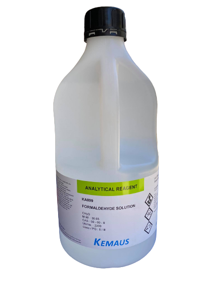 Formaldehyde 36-38% (Formalin) ,AR 2.5 L. "KemAus" (ขวดพลาสติกมีหูจับ)