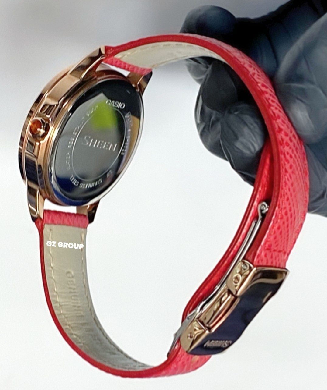 CASIO SHEEN นาฬิกาข้อมือ นาฬิกากันน้ำ นาฬิกาของแท้ ประกันศูนย์ CMG 1 ปี รุ่น SHE-3029PGL-7A นาฬิกาสีแดง