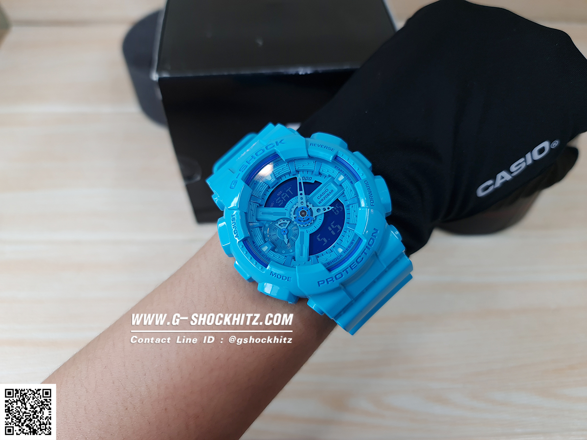 CASIO G-SHOCK G-SHOCK นาฬิกาข้อมือ นาฬิกากันน้ำ นาฬิกาของแท้ ประกันศูนย์ CMG 1 ปี รุ่น GA-110B-2 นาฬิกาสีฟ้า