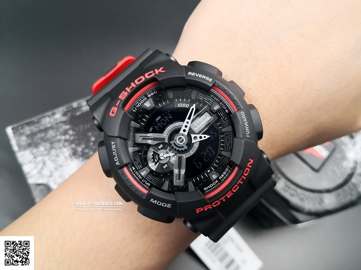 CASIO MID YEAR SALE G-SHOCK นาฬิกาข้อมือ นาฬิกากันน้ำ นาฬิกาของแท้ ประกันศูนย์ CMG 1 ปี รุ่น GA-110HR-1A นาฬิกาสีดำ
