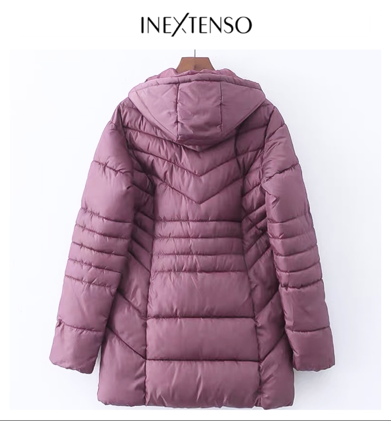 เสื้อกันหนาว เสื้อฮู้ดเฟอร์ บุนวมอุ่น สีแดง แบรนด์ INEXTENSO (padded puffer coat สำเนา