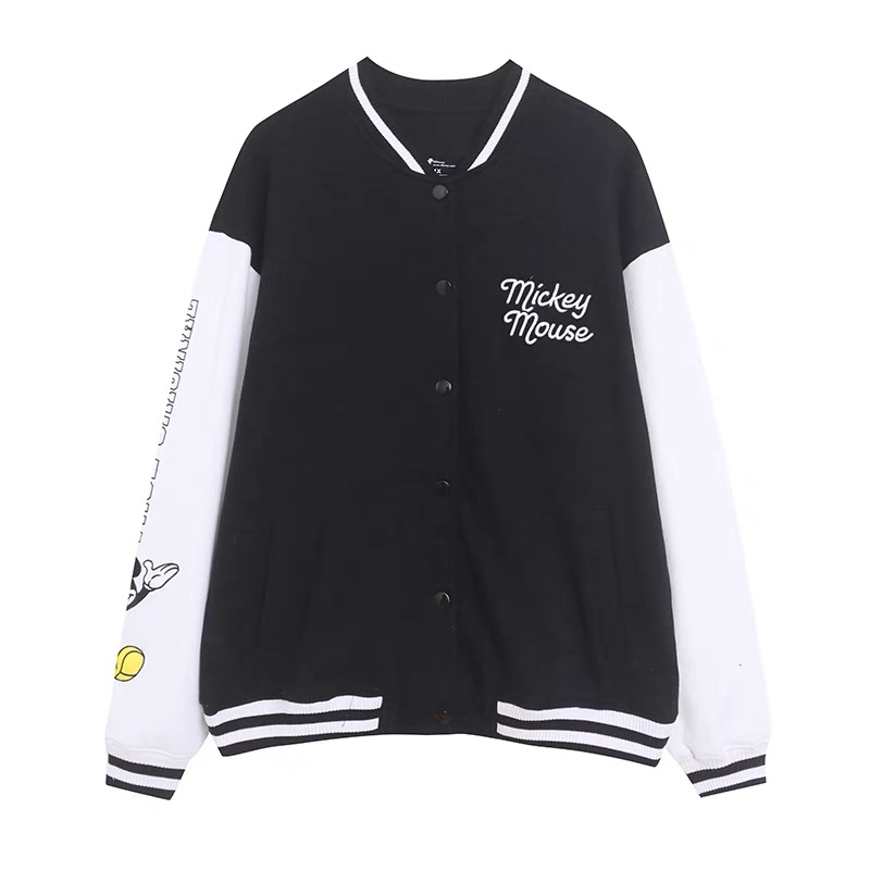 MICKEY baseball jacket SWEATSHIRT สเวตเตอร์ สเวตเชิ้ต แนวเสื้อเบสบอล Mickey สีทูโทน DISNEY มิคกี้ Classic สำเนา สำเนา ทูโทน