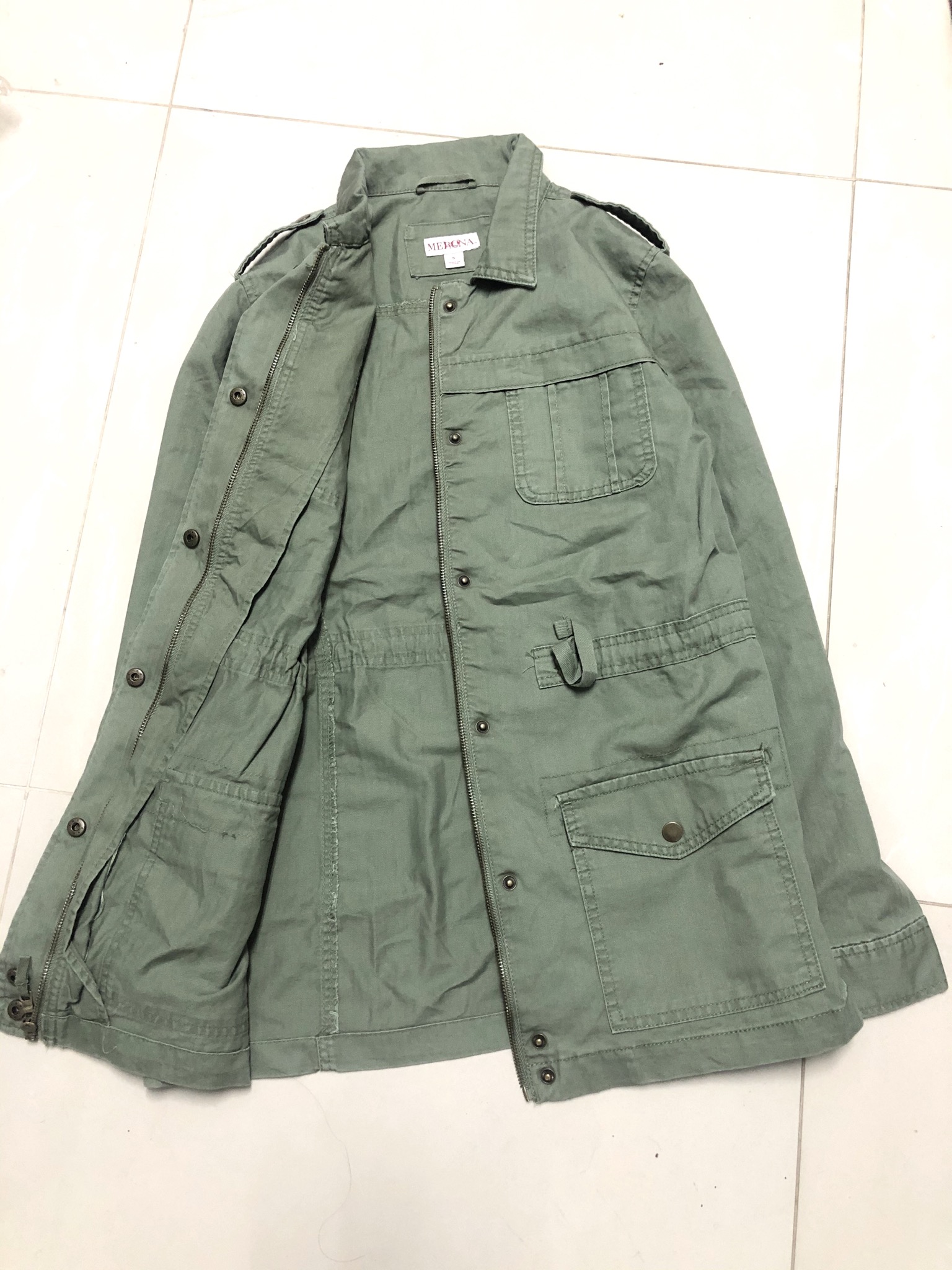 Merona เสื้อเขียวทหาร เสื้อนอกแนวทหาร แบรนด์Merona แพทเทินสวย เท่ห์มาก คะ Size S/M/L/XL สำเนา สำเนา สำเนา เขียว