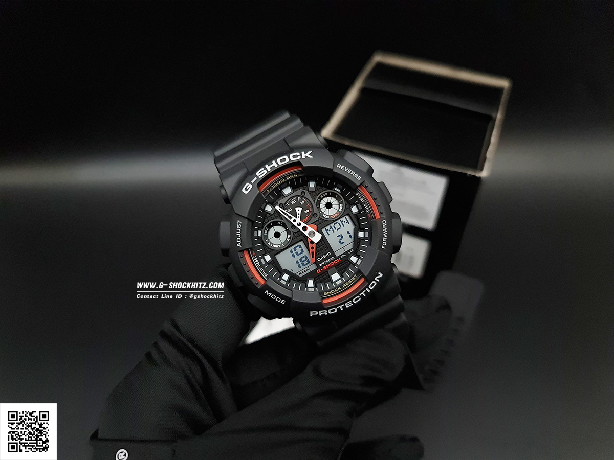 CASIO G-SHOCK นาฬิกาข้อมือ นาฬิกากันน้ำ นาฬิกาของแท้ ประกันศูนย์ CMG 1 ปี รุ่น GA-100-1A4 นาฬิกาสีดำ