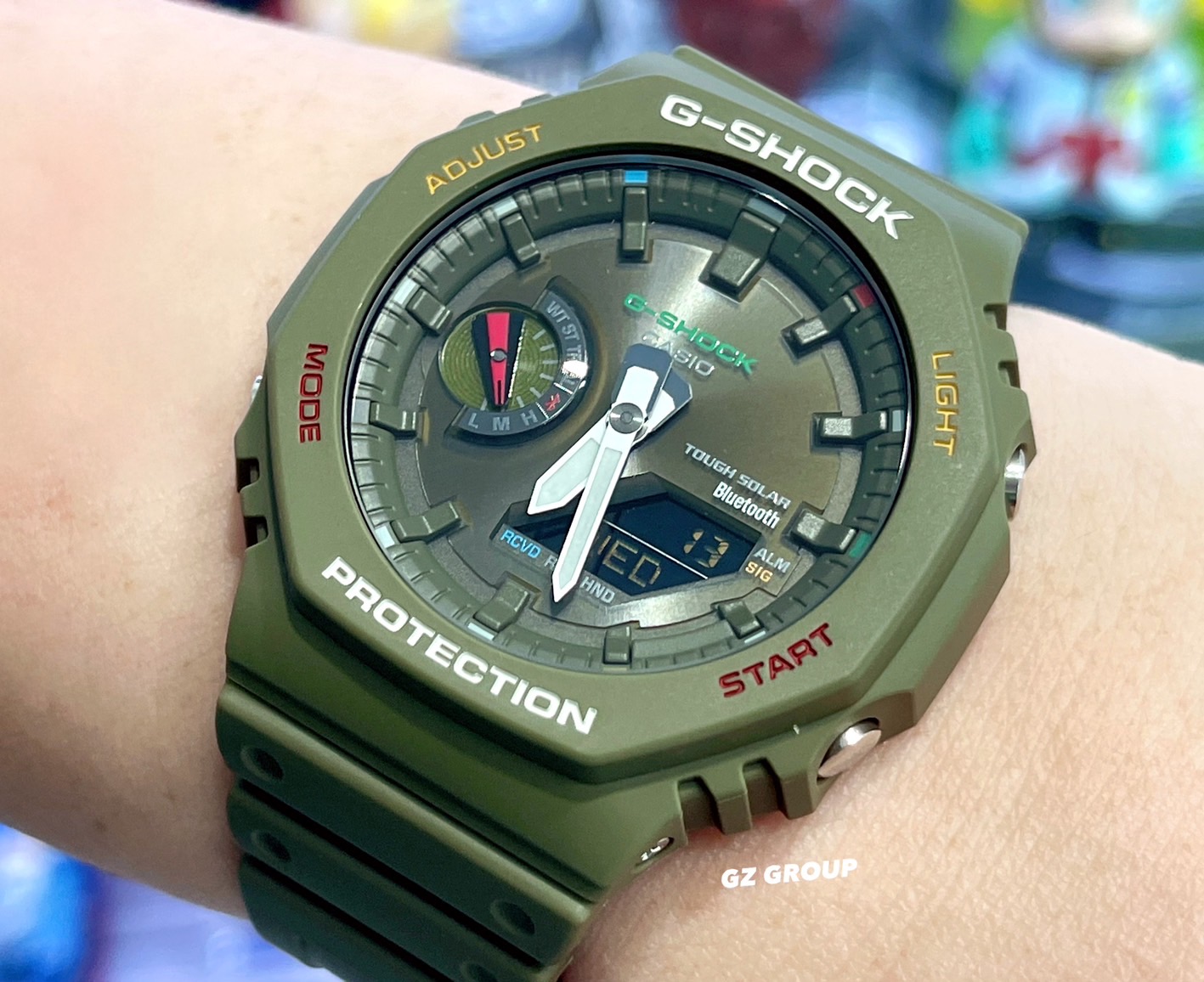 CASIO MID YEAR SALE G-SHOCK นาฬิกาข้อมือ นาฬิกากันน้ำ นาฬิกาของแท้ ประกันศูนย์ CMG 1 ปี รุ่น GA-B2100FC-3A นาฬิกาสีเขียว