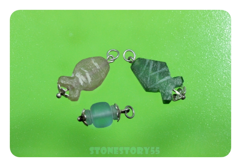 ลูกปัดโบราณปลา 3 ชิ้น