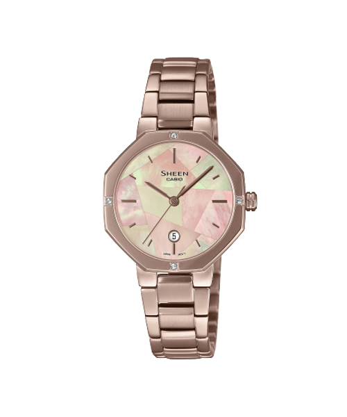 CASIO SHEEN นาฬิกาข้อมือ นาฬิกากันน้ำ นาฬิกาของแท้ ประกันศูนย์ CMG 1 ปี รุ่น SHE-4543CG-4A นาฬิกาสีชมพู