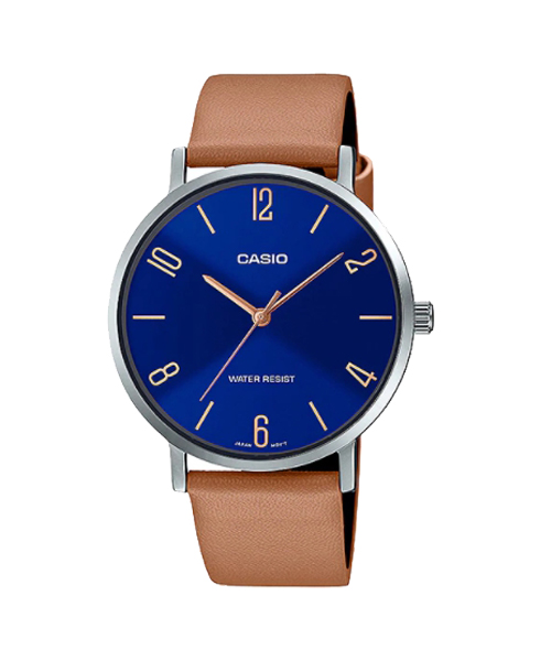 CASIO MID YEAR SALE นาฬิกาคาสิโอ พร้อมส่ง นาฬิกาข้อมือ นาฬิกากันน้ำ นาฬิกาของแท้ BTS ประกันศูนย์ CMG 1 ปี รุ่น MTP-VT01L-2B2 นาฬิกาสีน้ำตาล