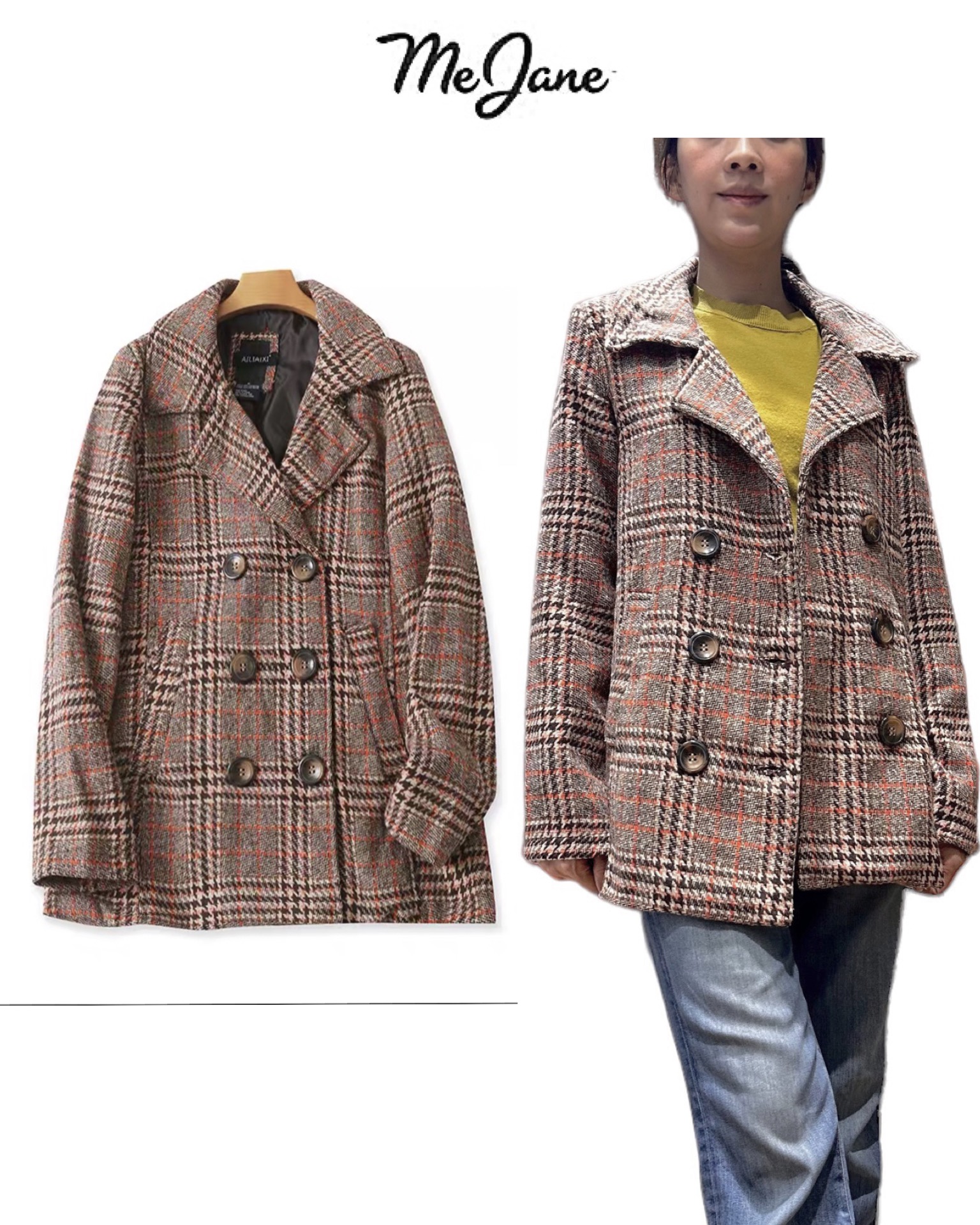 เสื้อโค้ท เสื้อกันหนาว Pea COAT เนื้อผ้าสักหลาดวูล checked coat แบรนด์ reserved สำเนา สำเนา สำเนา