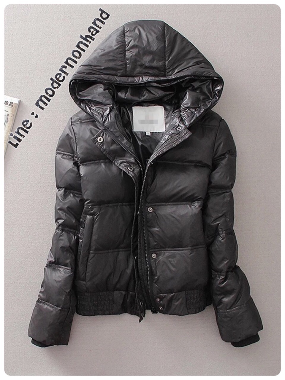 เสื้อกันหนาว ขนเป็ด แต่งหมวกฮูท สีดำ brandname ดัง ยุโรป MONCLER
