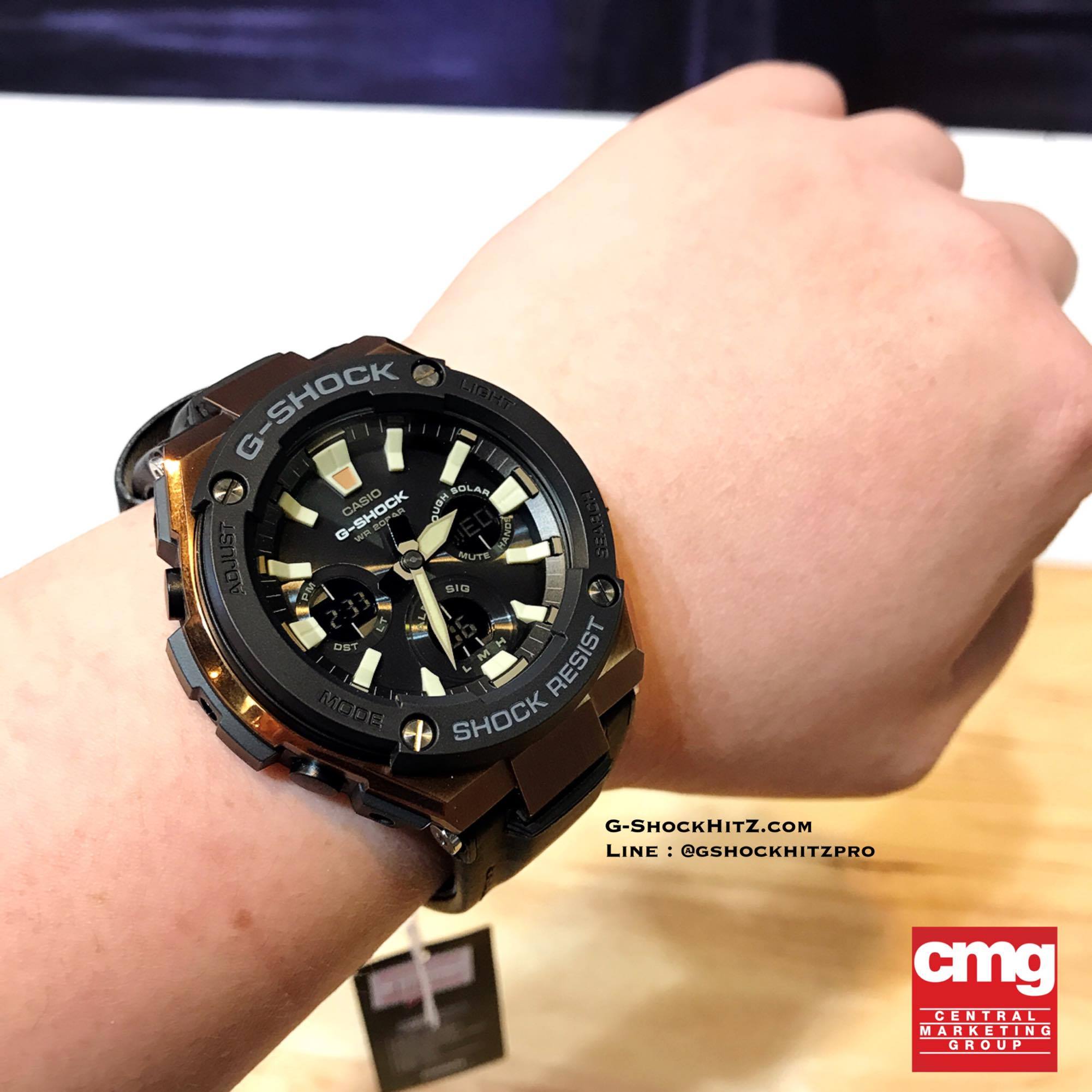 CASIO G-SHOCK นาฬิกาข้อมือ นาฬิกากันน้ำ นาฬิกาของแท้ ประกันศูนย์ CMG 1 ปี รุ่น GST-S120L-1A นาฬิกาสีดำ