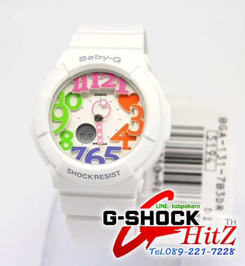 CASIO BABY-G นาฬิกาข้อมือ นาฬิกากันน้ำ นาฬิกาของแท้ ประกันศูนย์ CMG 1 ปี รุ่น BGA-131-7B3 นาฬิกาสีขาว