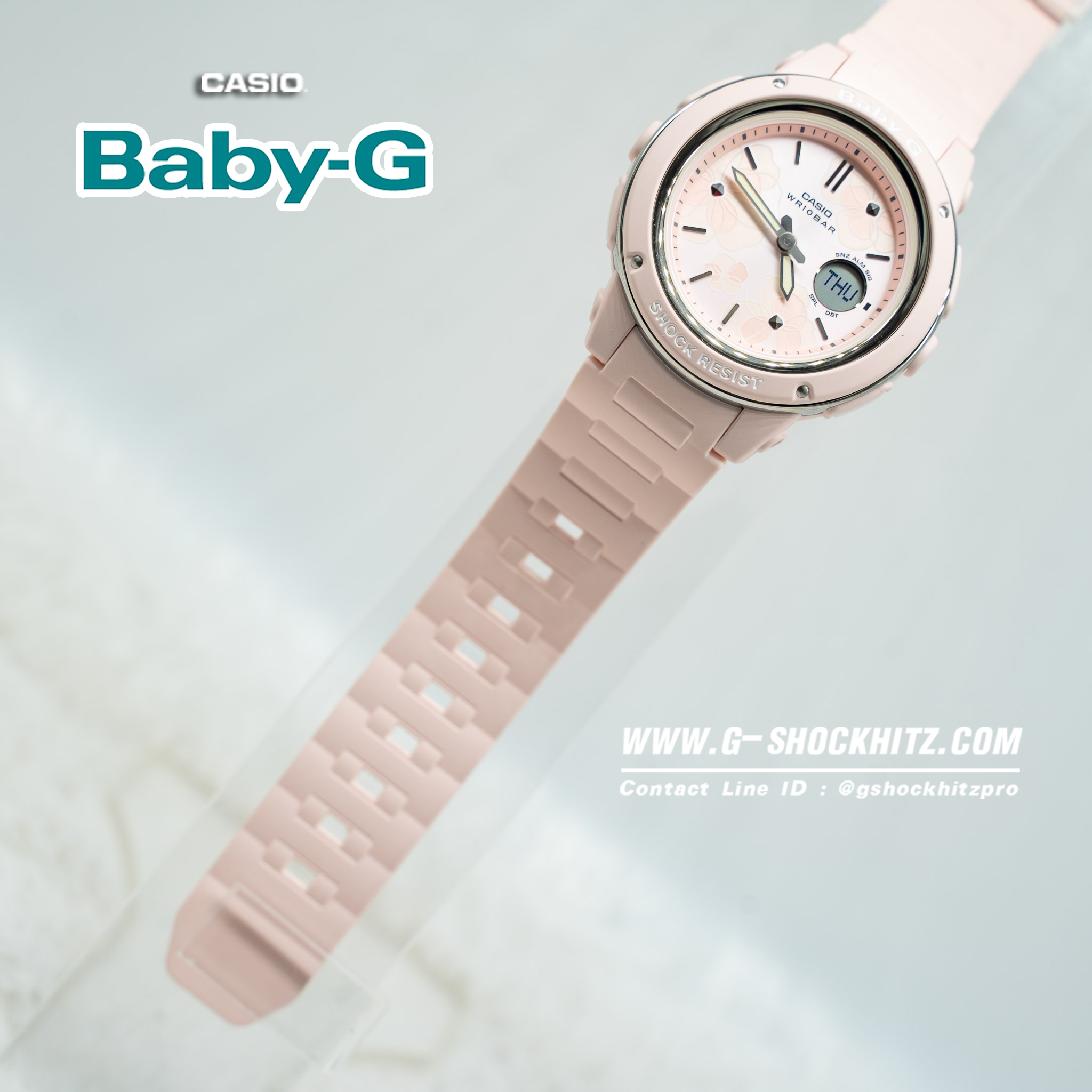 CASIO BABY-G นาฬิกาข้อมือ นาฬิกากันน้ำ นาฬิกาของแท้ ประกันศูนย์ CMG 1 ปี รุ่น BGA-150FL-4A นาฬิกาสีชมพู