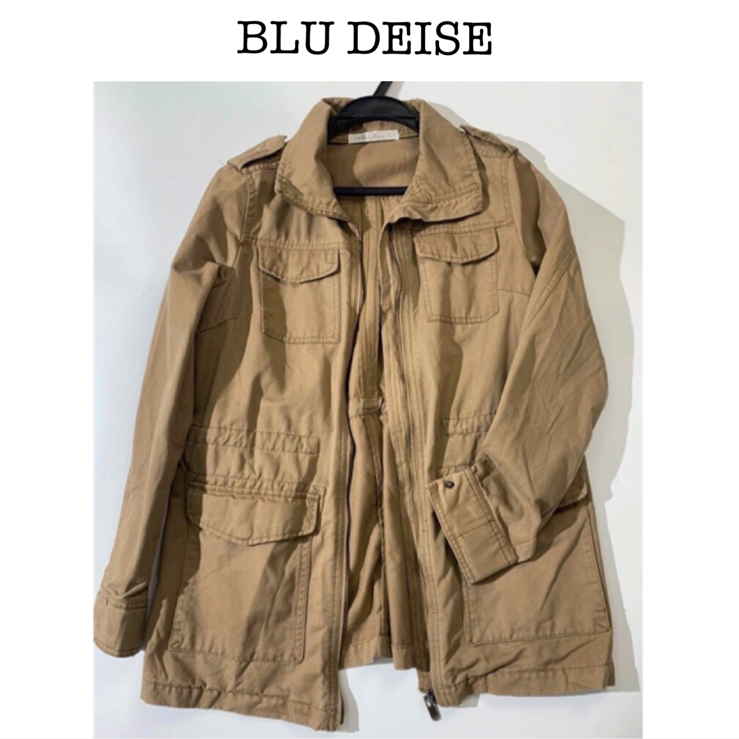 เสื้อคลุม เสื้อฮู้ดสีน้ำตาลอ่อน เสื้อนอก แพทเทินสวย เท่ห์มาก คะ แบรนด์ Blu Deise น้ำตาลกากี