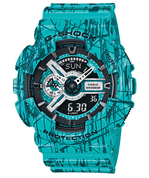 CASIO G-SHOCK นาฬิกาข้อมือ นาฬิกากันน้ำ นาฬิกาของแท้ ประกันศูนย์ CMG 1 ปี รุ่น GA-110SL-3A นาฬิกาสีเขียว