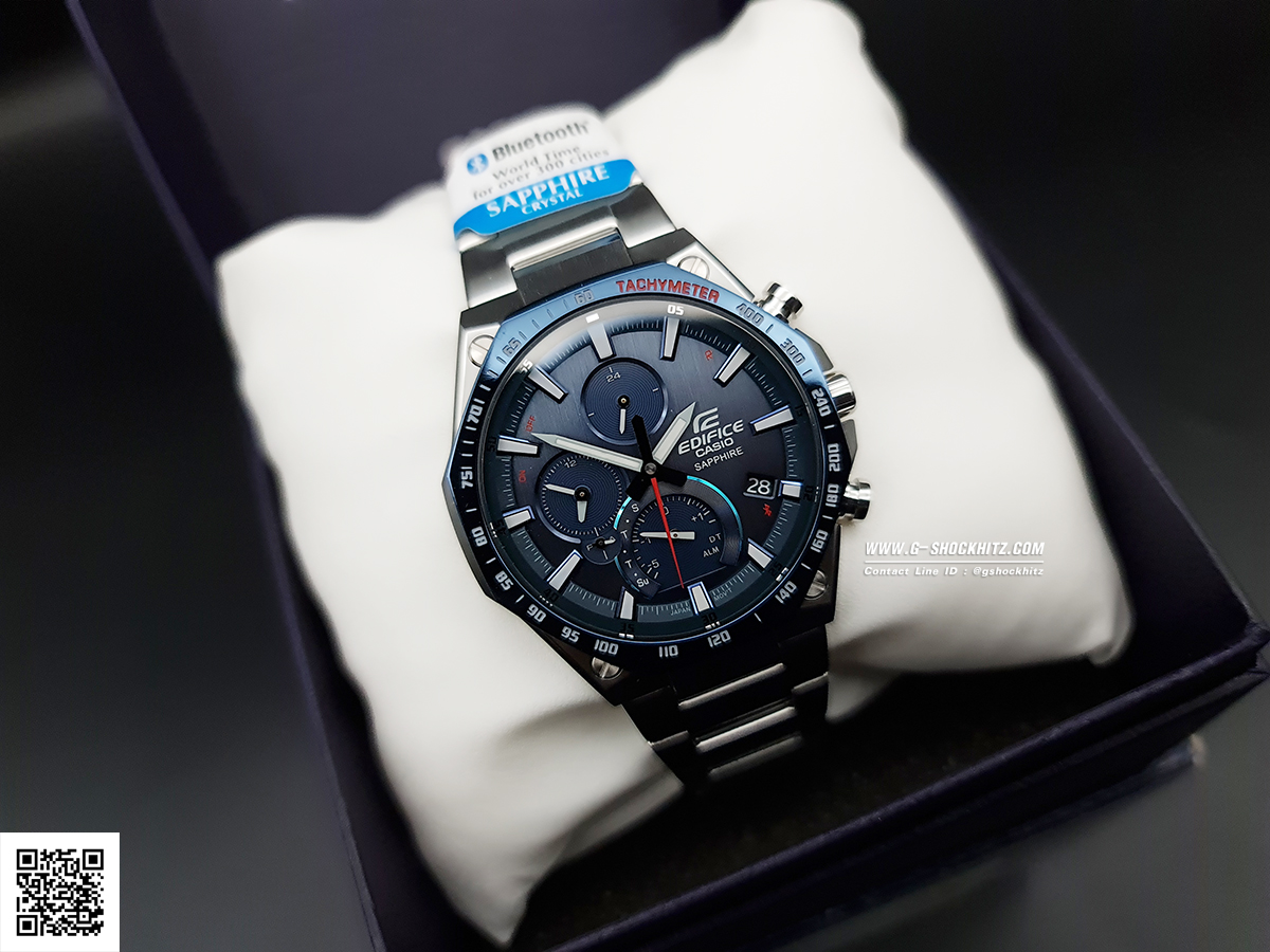CASIO EDIFICE นาฬิกาข้อมือ นาฬิกากันน้ำ นาฬิกาของแท้ ประกันศูนย์ CMG 1 ปี รุ่น EQB-1100XDB-2A นาฬิกาสีเงิน