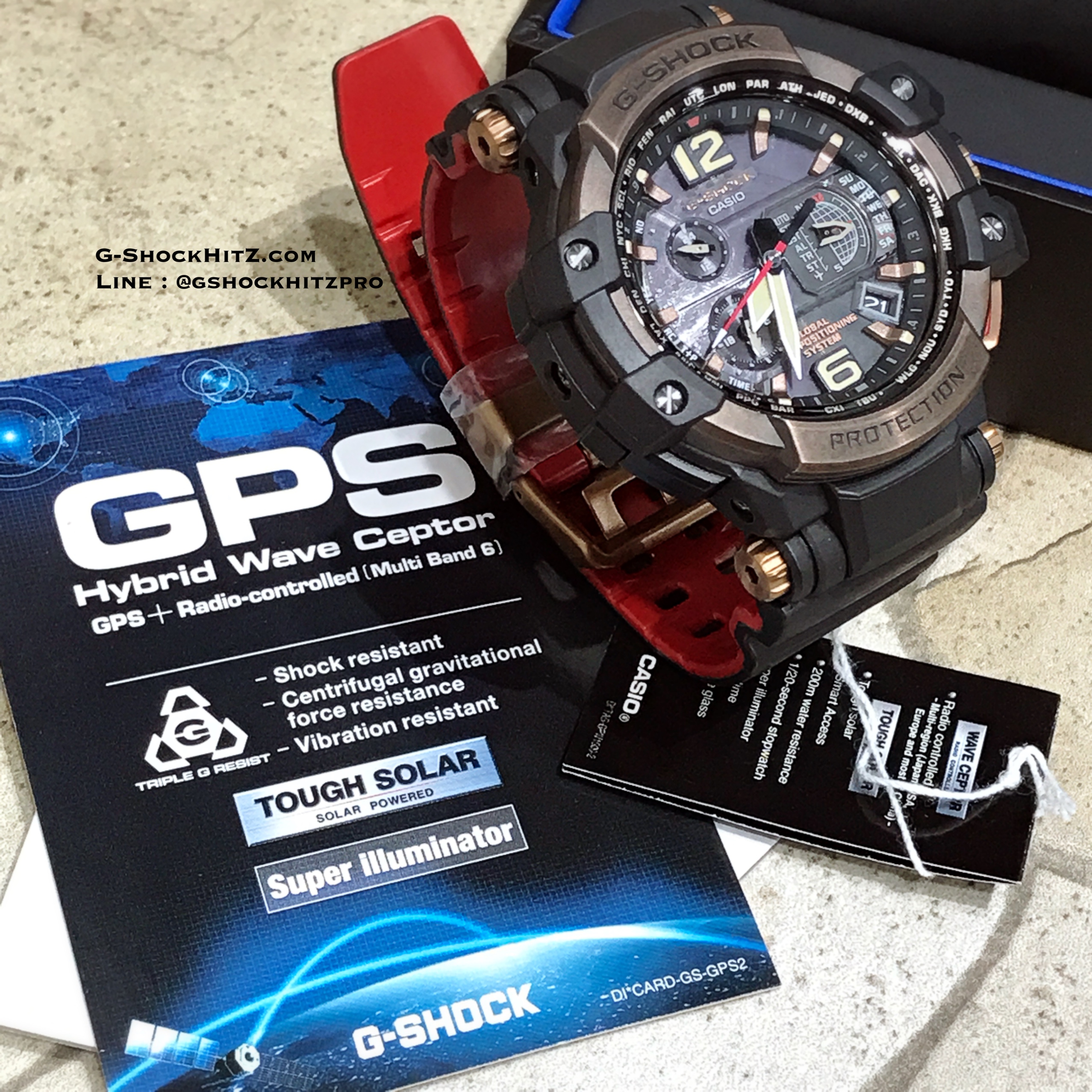 CASIO G-SHOCK นาฬิกาข้อมือ นาฬิกากันน้ำ นาฬิกาของแท้ ประกันศูนย์ CMG 1 ปี รุ่น GPW-1000RG-1A นาฬิกาสีดำ