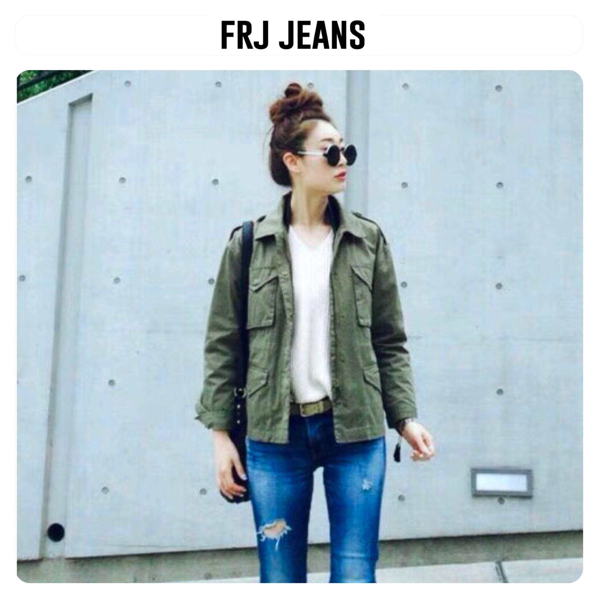 FRJ jeans เสื้อนอกเขียวทหาร เสื้อแจ็คเก็ต แนวทหาร แบรนด์FRJ เขียว