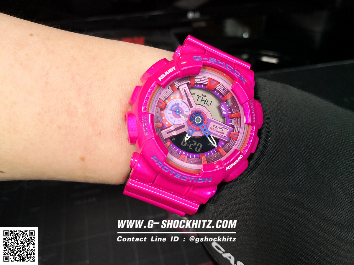 CASIO G-SHOCK นาฬิกาข้อมือ นาฬิกากันน้ำ นาฬิกาของแท้ ประกันศูนย์ CMG 1 ปี รุ่น GA-110MC-4A นาฬิกาสีชมพู