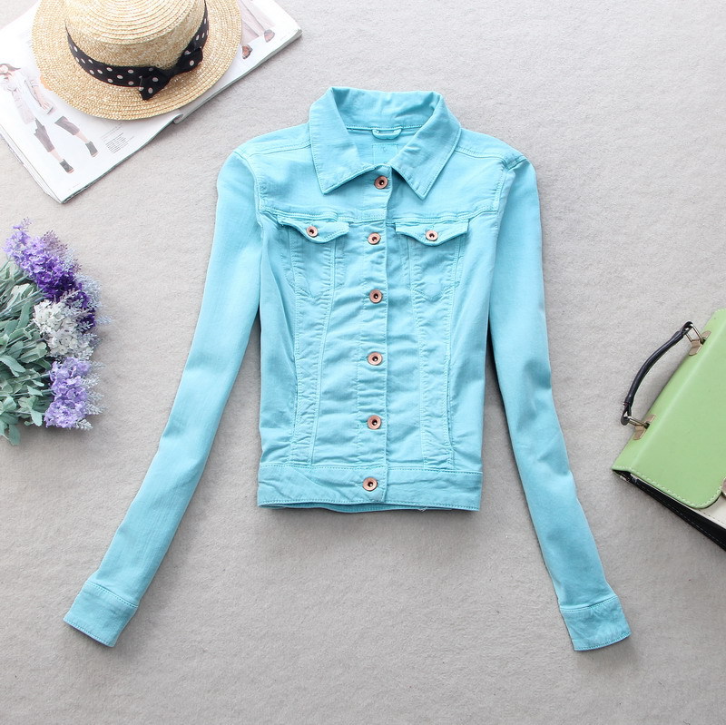 เสื้อแจ็คเก็ต ยีนส์ ผ่าหน้า สีฟ้าอ่อน Size L