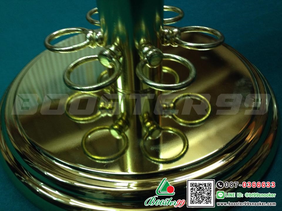 (TN09) ที่วางไม้คิว ตั้งพื้น 6 ด้าม ทรงกลม เหล็กชุบทอง (1ชุด)