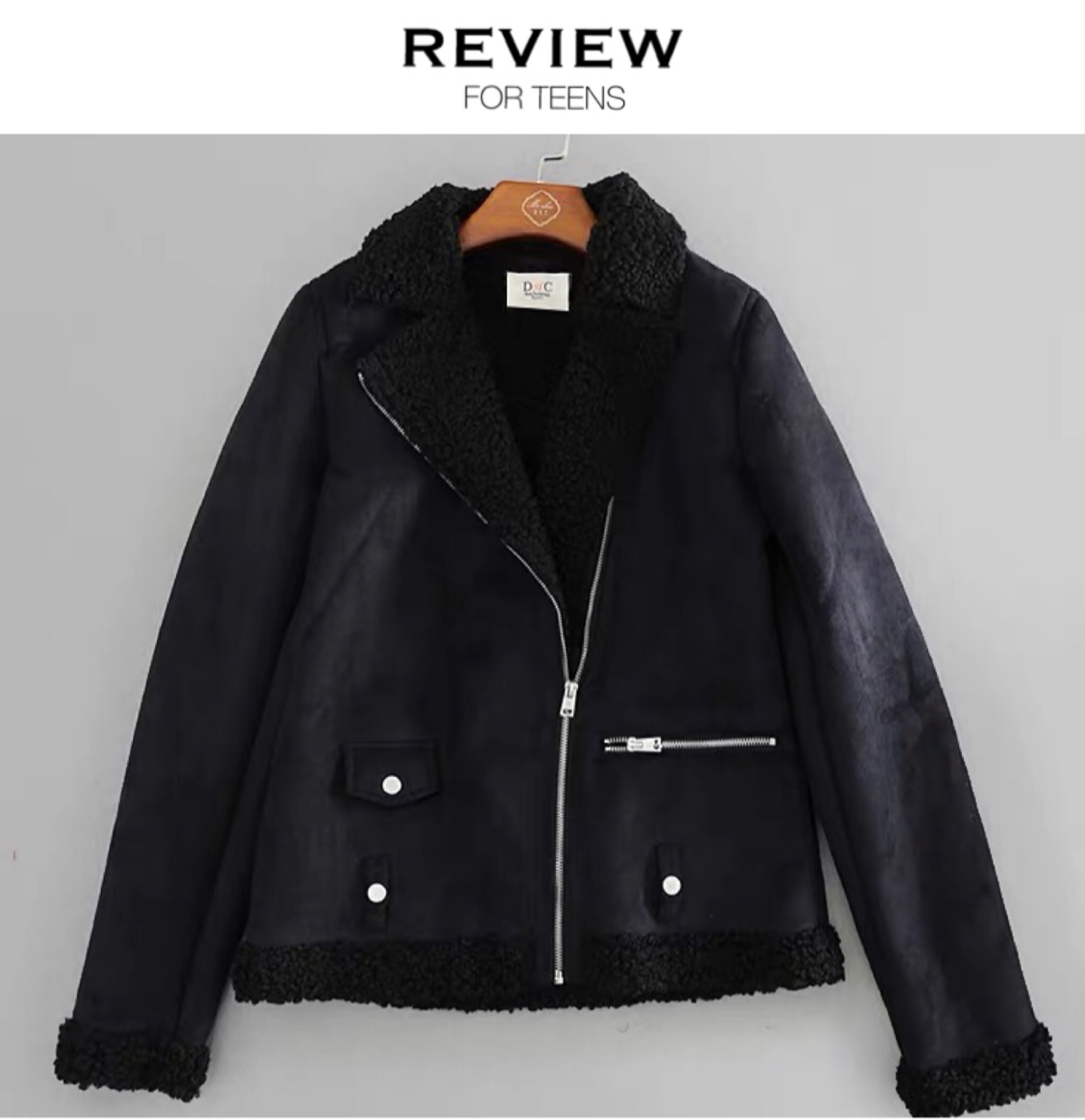 เสื้อโค้ท กันหนาว Pea coat หนังกลับ สีดำ REVIEW ดำ