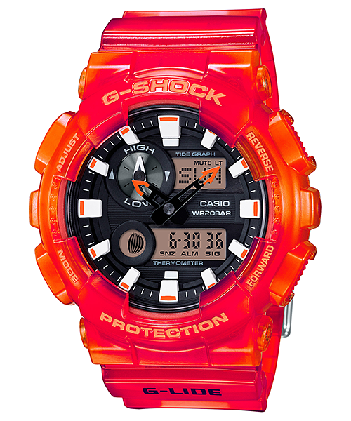 CASIO MID YEAR SALE G-SHOCK พร้อมส่ง นาฬิกาข้อมือ นาฬิกากันน้ำ นาฬิกาของแท้ ประกันศูนย์ CMG 1 ปี รุ่น GAX-100MSA-4A นาฬิกาสีส้้ม
