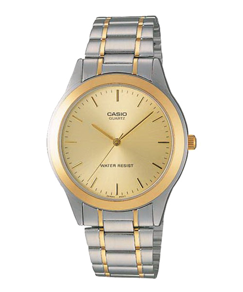 CASIO นาฬิกาคาสิโอ นาฬิกาข้อมือ นาฬิกากันน้ำ นาฬิกาของแท้ ประกันศูนย์ CMG 1 ปี รุ่น MTP-1128G-9A นาฬิกาสีทอง