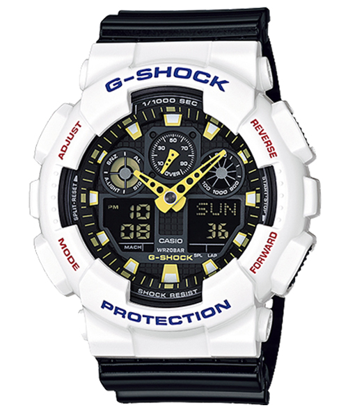 CASIO G-SHOCK นาฬิกาข้อมือ นาฬิกากันน้ำ นาฬิกาของแท้ ประกันศูนย์ CMG 1 ปี รุ่น GA-100CS-7A นาฬิกาสีขาว