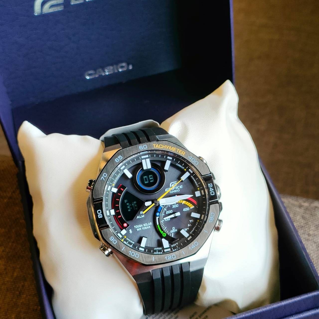 CASIO MID YEAR SALE EDIFICE นาฬิกาข้อมือ นาฬิกากันน้ำ นาฬิกาของแท้ ประกันศูนย์ CMG 1 ปี รุ่น ECB-950MP-1A นาฬิกาสีดำ