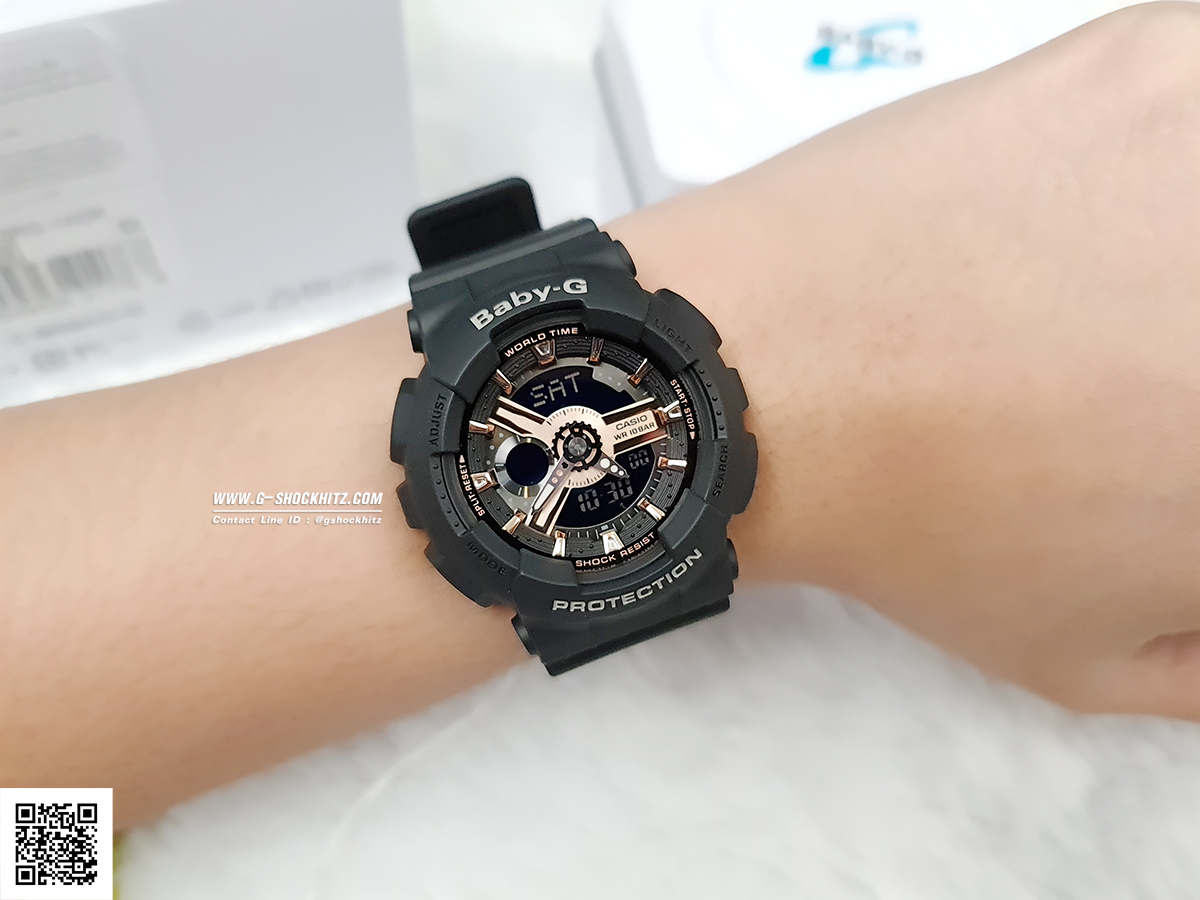 CASIO BABY-G นาฬิกาข้อมือ นาฬิกากันน้ำ นาฬิกาของแท้ ประกันศูนย์ CMG 1 ปี รุ่น BA-110RG-1A นาฬิกาสีดำ