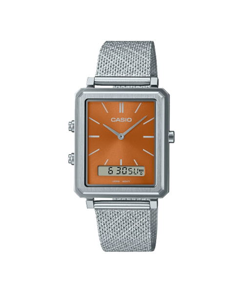 CASIO นาฬิกาคาสิโอ นาฬิกาข้อมือ นาฬิกากันน้ำ นาฬิกาของแท้ ประกันศูนย์ CMG 1 ปี รุ่น MTP-B205M-5E นาฬิกาสีเงิน