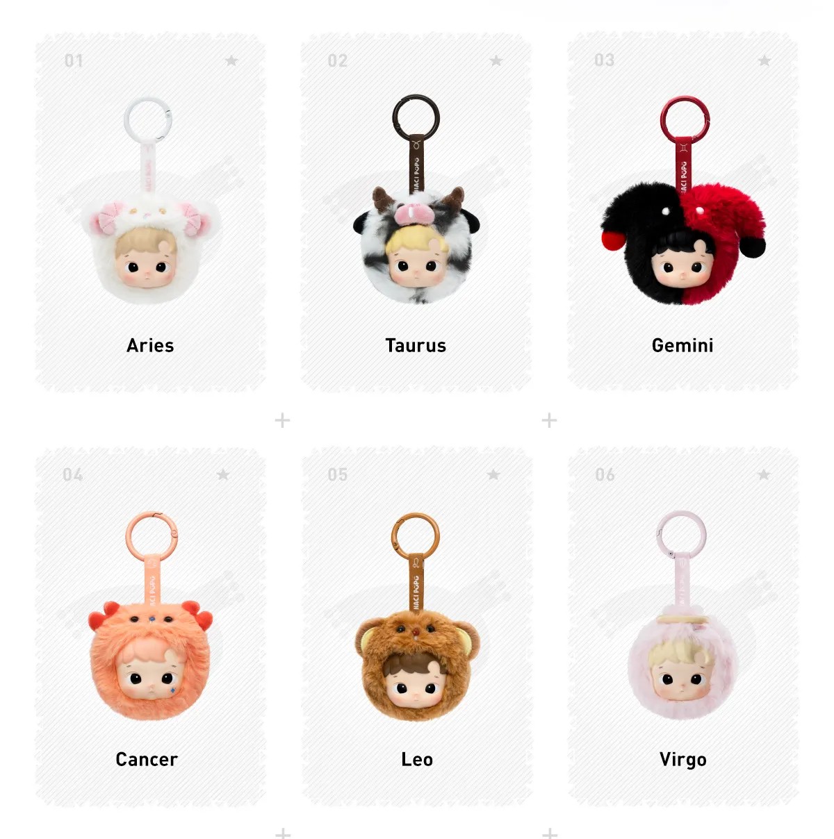 POPMART กล่องสุ่มพวงกุญแจHACIPUPU The Constellation Series Vinyl Plush Blind Box