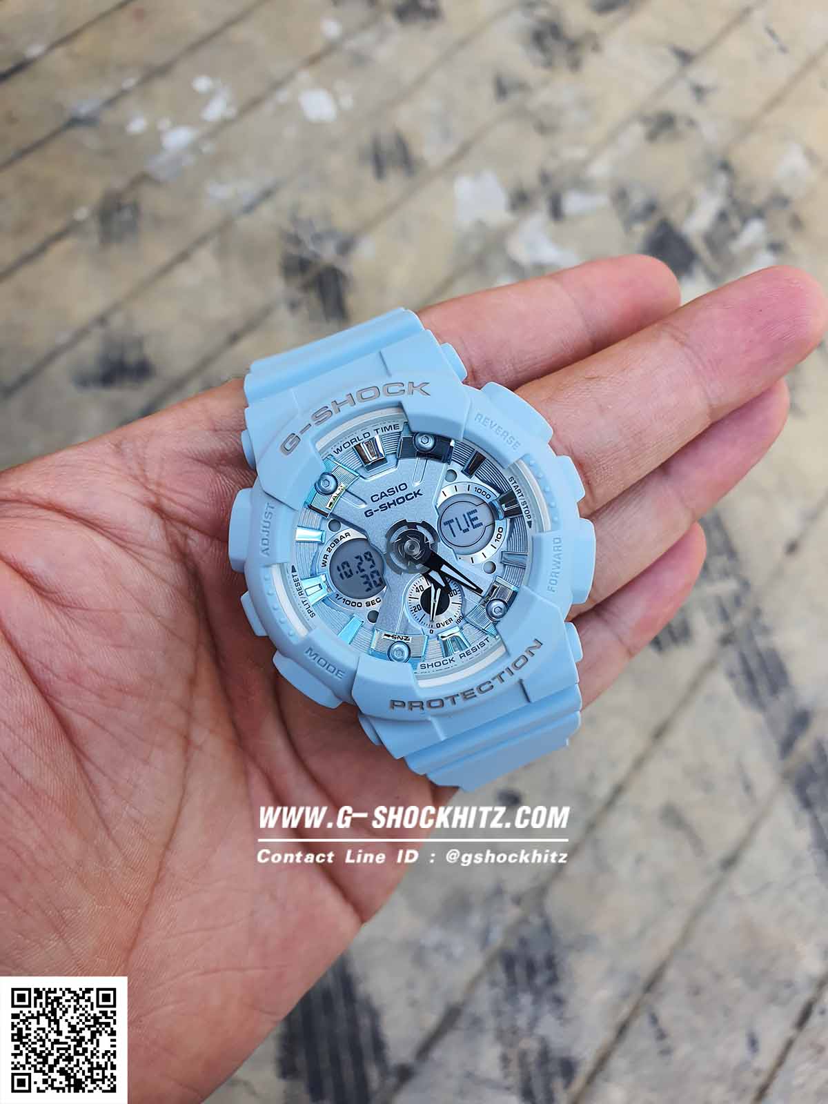 CASIO G-SHOCK นาฬิกาข้อมือ นาฬิกากันน้ำ นาฬิกาของแท้ ประกันศูนย์ CMG 1 ปี รุ่น GMA-S120DP-2A นาฬิกาสีฟ้้้า