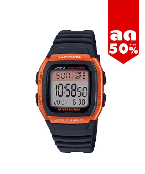 CASIO นาฬิกาคาสิโอ นาฬิกาข้อมือ นาฬิกากันน้ำ นาฬิกาของแท้ ประกันศูนย์ CMG 1 ปี รุ่น W-96H-4A2 นาฬิกาสีส้ม