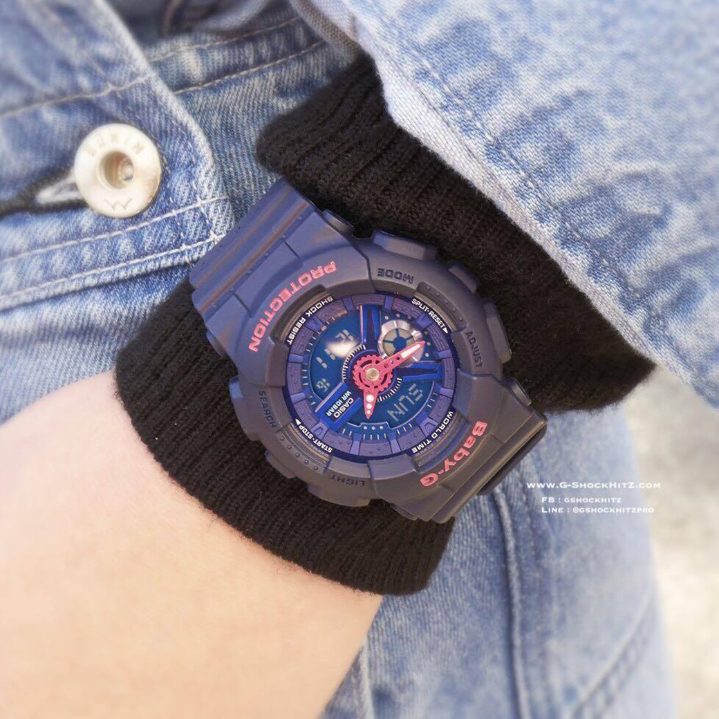 CASIO BABY-G นาฬิกาข้อมือ นาฬิกากันน้ำ นาฬิกาของแท้ ประกันศูนย์ CMG 1 ปี รุ่น BA-110PP-2A นาฬิกาสีม่วง