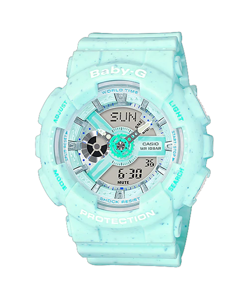 CASIO BABY-G นาฬิกาข้อมือ นาฬิกากันน้ำ นาฬิกาของแท้ ประกันศูนย์ CMG 1 ปี รุ่น BA-110PI-2A นาฬิกาสีเขียว