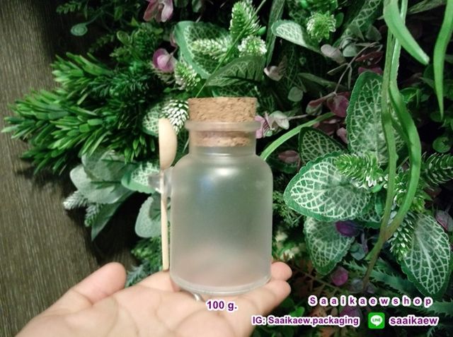 ขวดพลาสติก 100g สปา สครับ พร้อมช้อนไม้