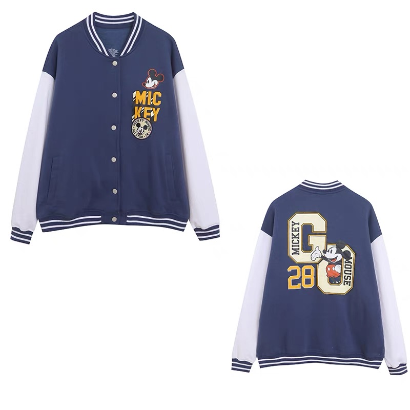 MICKEY baseball jacket SWEATSHIRT สเวตเตอร์ สเวตเชิ้ต แนวเสื้อเบสบอล Mickey สีทูโทน DISNEY มิคกี้ Classic สำเนา ทูโทน