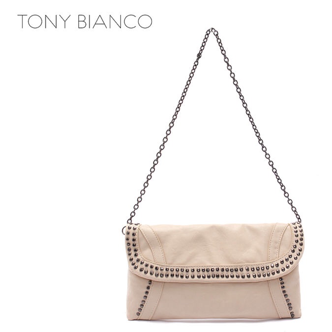 กระเป๋า Clutch มือ TONI BIANCO แบรนด์สุดหรูออสเตรเลีย สีน้ำตาลอ่อน หนังหรูสุดนุ่ม สายโซ่ ถอดใส่ได้คะ
