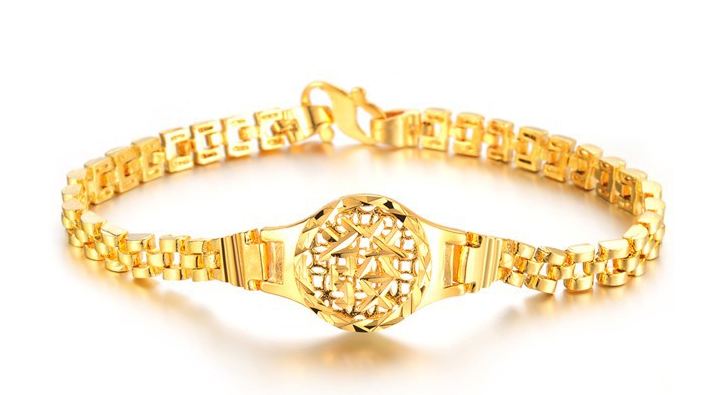 สร้อยข้อมือทอง 18 K สร้อยข้อมือผู้หญิง ออกแบบ คล้าย นาฬิกาทอง สายแบบ นาฬิกา เส้นเล็ก ลายดอกไม้ มีหน้าปัดกลม สวยเก๋ 434014