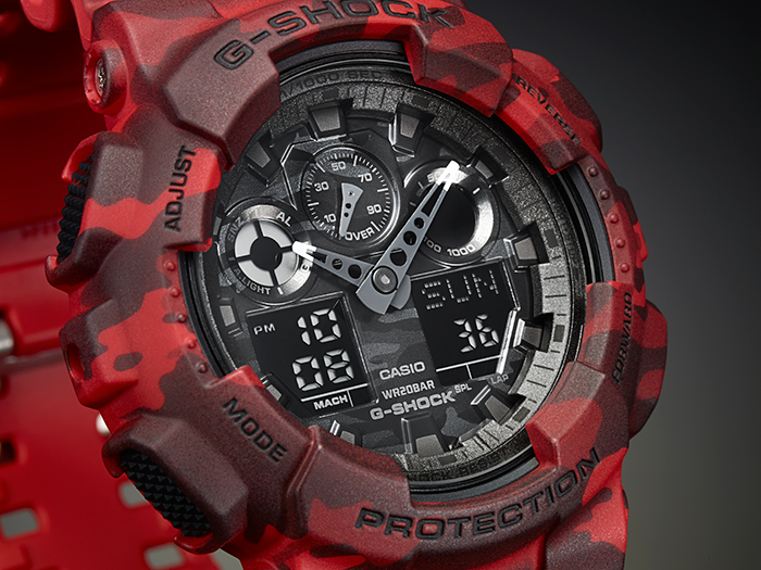 CASIO G-SHOCK นาฬิกาข้อมือ นาฬิกากันน้ำ นาฬิกาของแท้ ประกันศูนย์ CMG 1 ปี รุ่น GA-100CM-4A นาฬิกาสีแดง