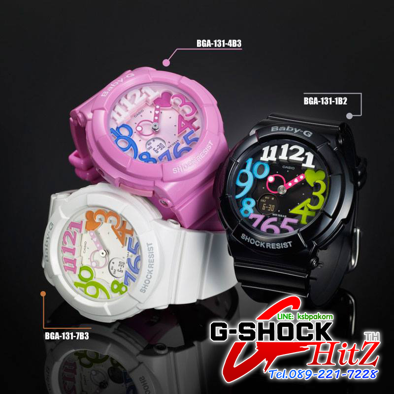 CASIO BABY-G นาฬิกาข้อมือ นาฬิกากันน้ำ นาฬิกาของแท้ ประกันศูนย์ CMG 1 ปี รุ่น BGA-131-7B3 นาฬิกาสีขาว