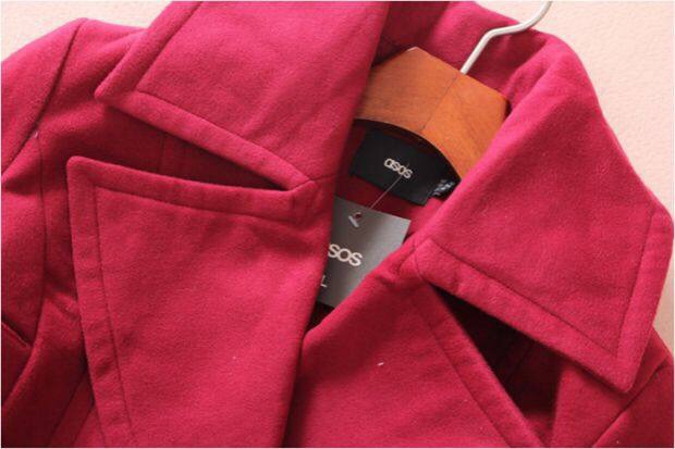 เสื้อคลุม เสื้อกันหนาว แต่งคอปกเก๋ๆ เนื้อผ้าสักหลาดสีแดง แบรนด์ดังASOS จากUK ทรงสวยหรูมากคะ Free Size (M)